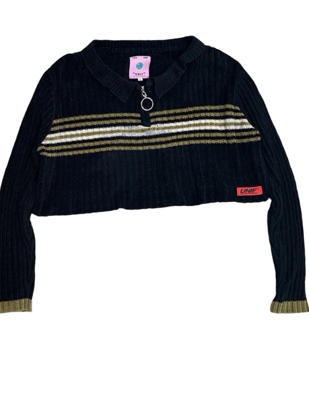 UNIF Rit Ribbed Zip‑Front Cropped Sweater - Picture 2 of 7